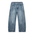 Vintage Wash Barrel-Leg Denim Jeans