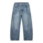 Vintage Wash Barrel-Leg Denim Jeans