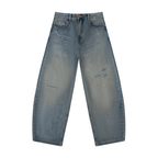 Men's Distressed Barrel-Leg Jeans