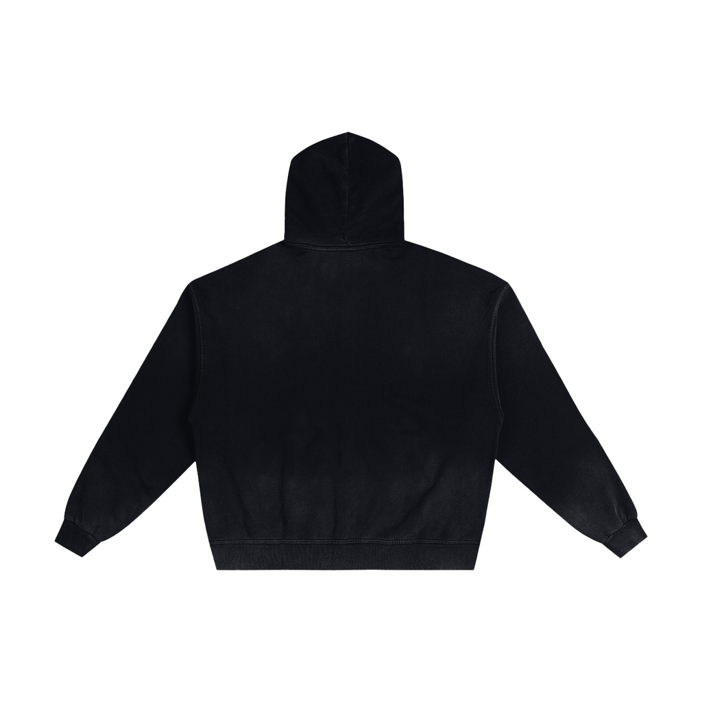 Hand-Frayed Sun Faded Zip Hoodie