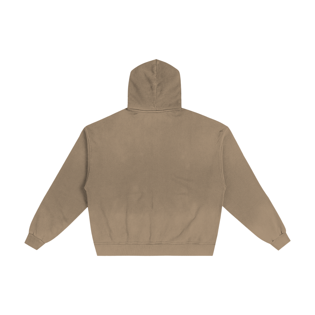Hand-Frayed Sun Faded Zip Hoodie