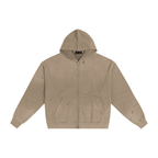 Hand-Frayed Sun Faded Zip Hoodie