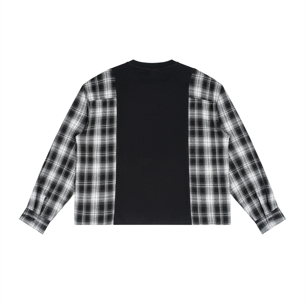 240 GSM Plaid Panel Long Sleeve T-Shirt (U)