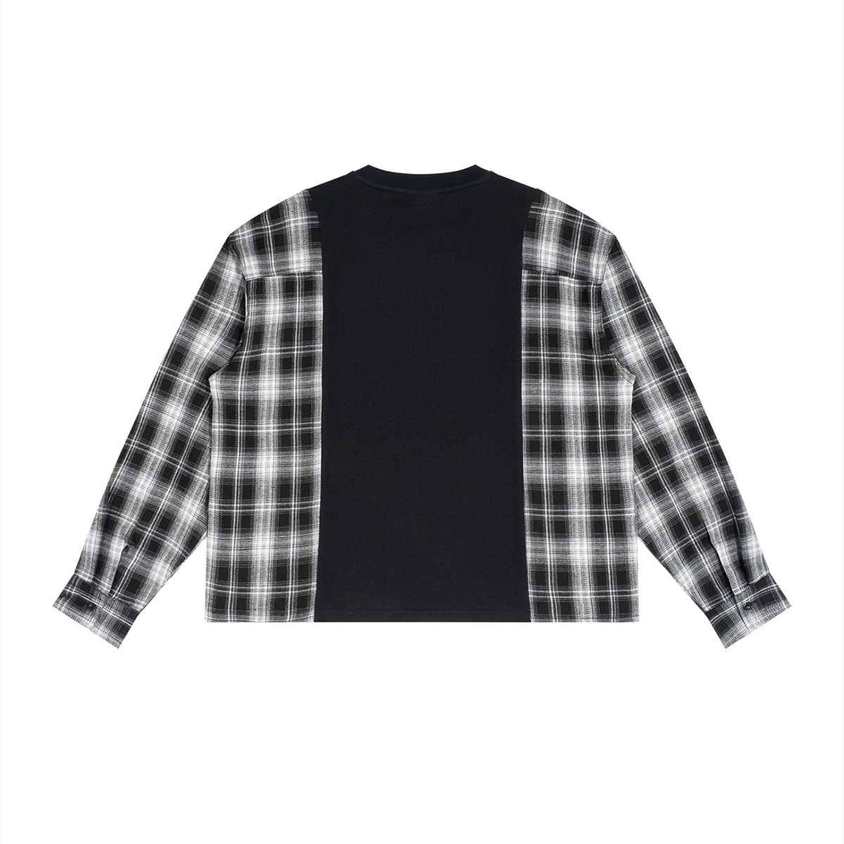 240 GSM Plaid Panel Long Sleeve T-Shirt (U)
