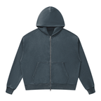 350 GSM Mineral Wash Boxy Full Zip Hoodie (U)