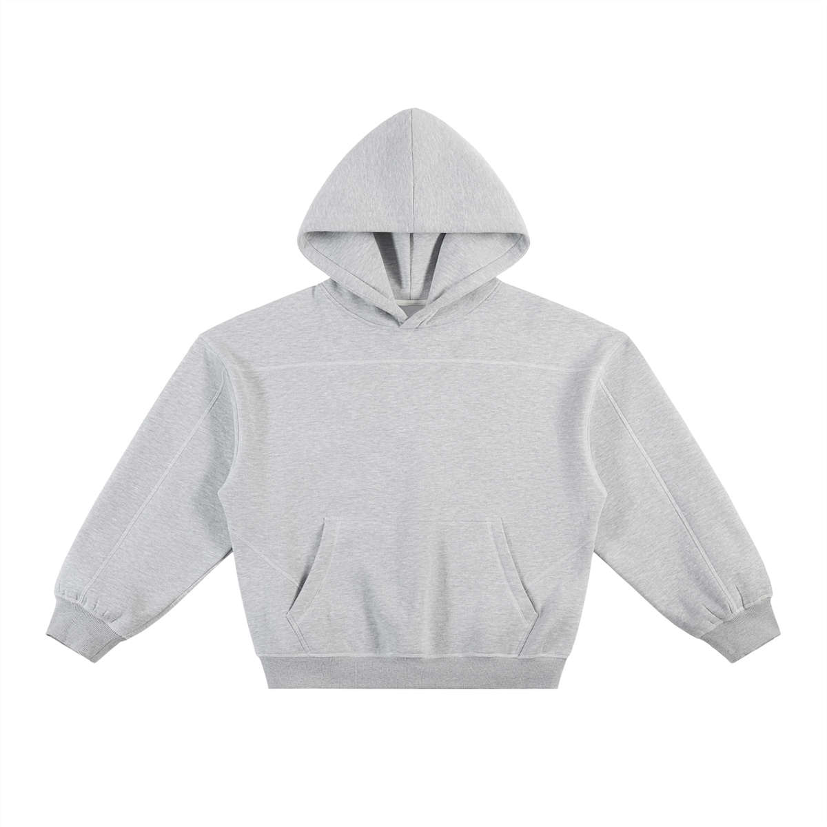 Contrast-Stitched Boxy Fleece Hoodie