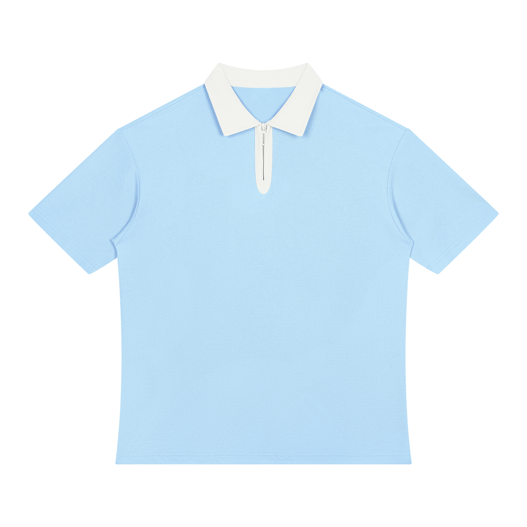 Color Block Quarter-Zip Polo Shirt