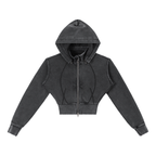 Women's Vintage Wash Cropped Fleece Hoodie