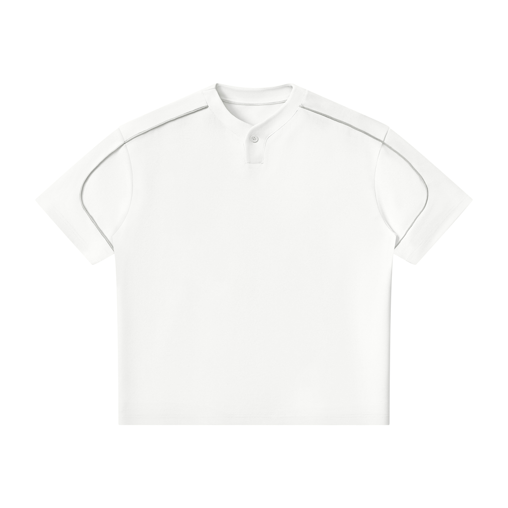 230 GSM Oversized Piping Henley T-Shirt (U)