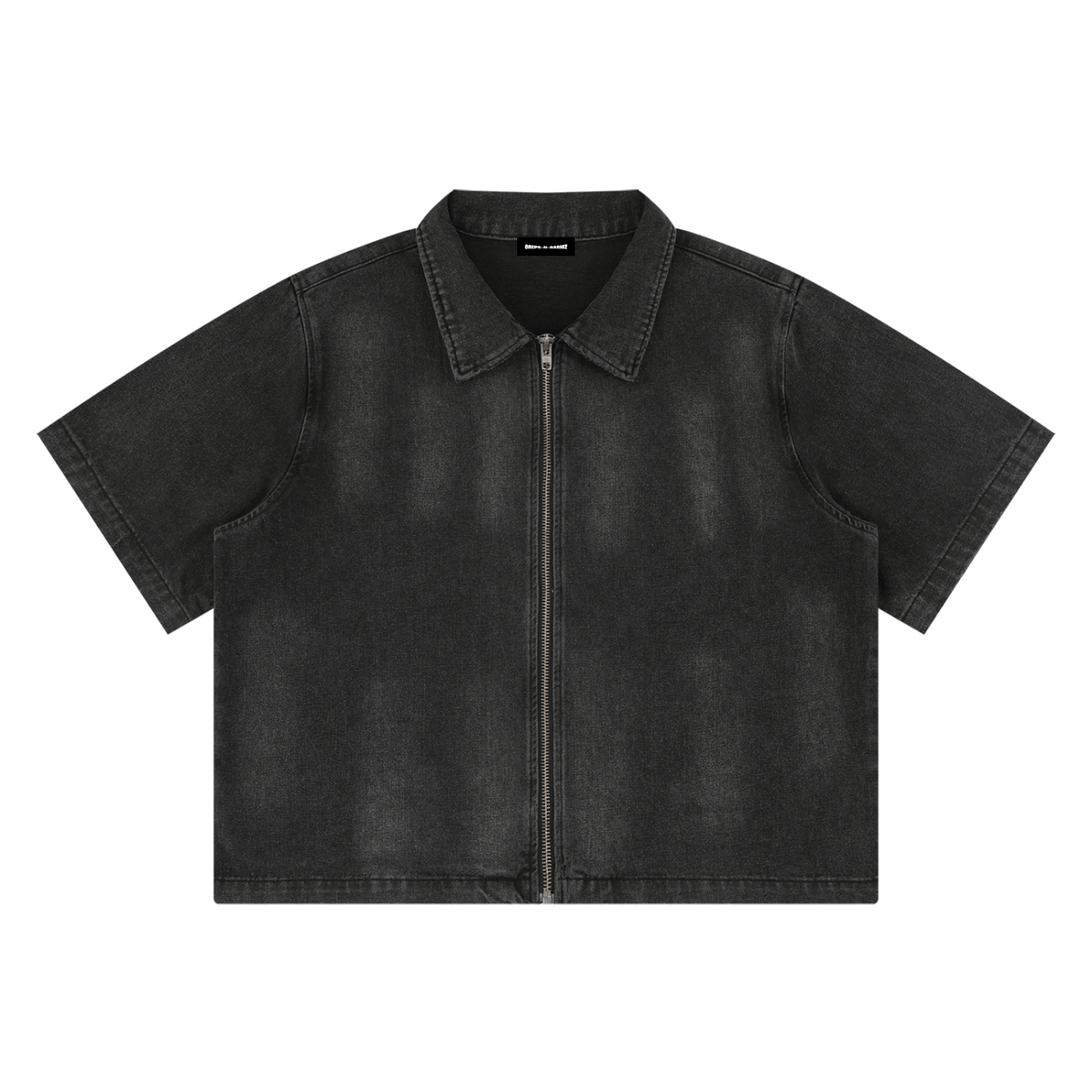 Vintage Wash Full-Zip Denim Shirt