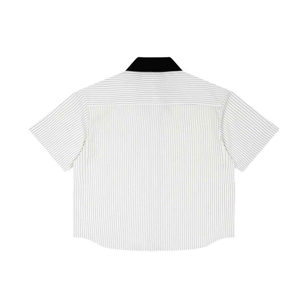 Striped Boxy Contrast Collar Shirt