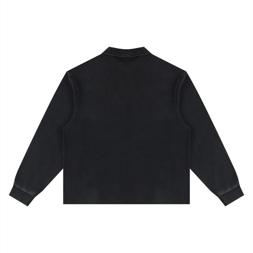Unisex Loose Long Sleeve Polo Shirt