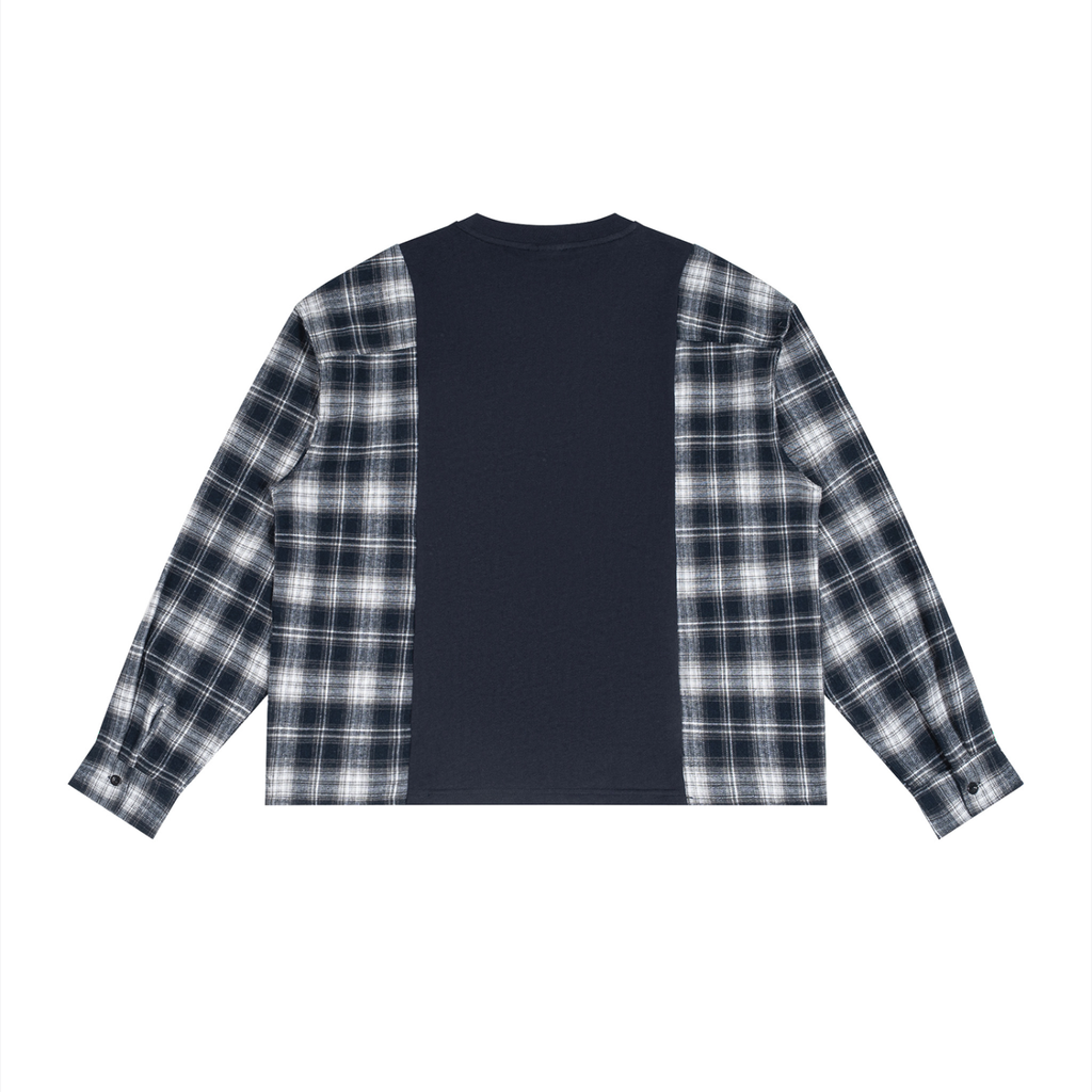 240 GSM Plaid Panel Long Sleeve T-Shirt (U)