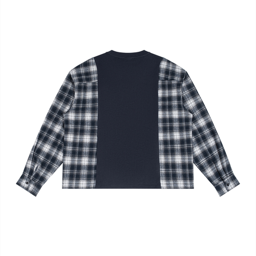 240 GSM Plaid Panel Long Sleeve T-Shirt (U)