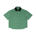 Striped Boxy Contrast Collar Shirt