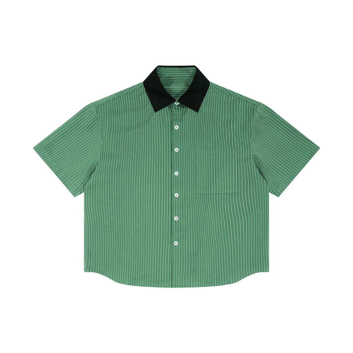 Striped Boxy Contrast Collar Shirt