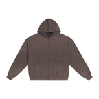 Hand-Frayed Sun Faded Zip Hoodie