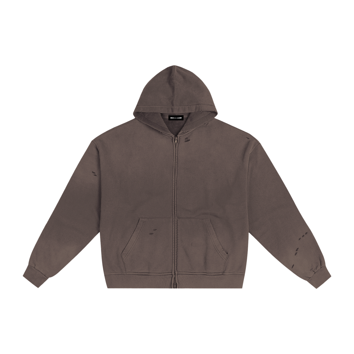 Hand-Frayed Sun Faded Zip Hoodie