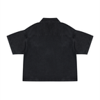 Vintage Wash Boxy Quarter-Zip Denim Shirt