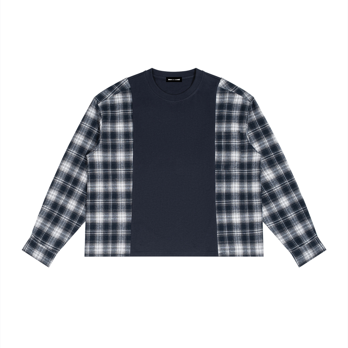 240 GSM Plaid Panel Long Sleeve T-Shirt (U)