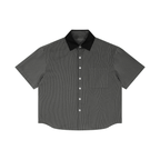 Striped Boxy Contrast Collar Shirt