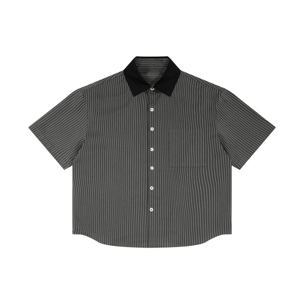 Striped Boxy Contrast Collar Shirt