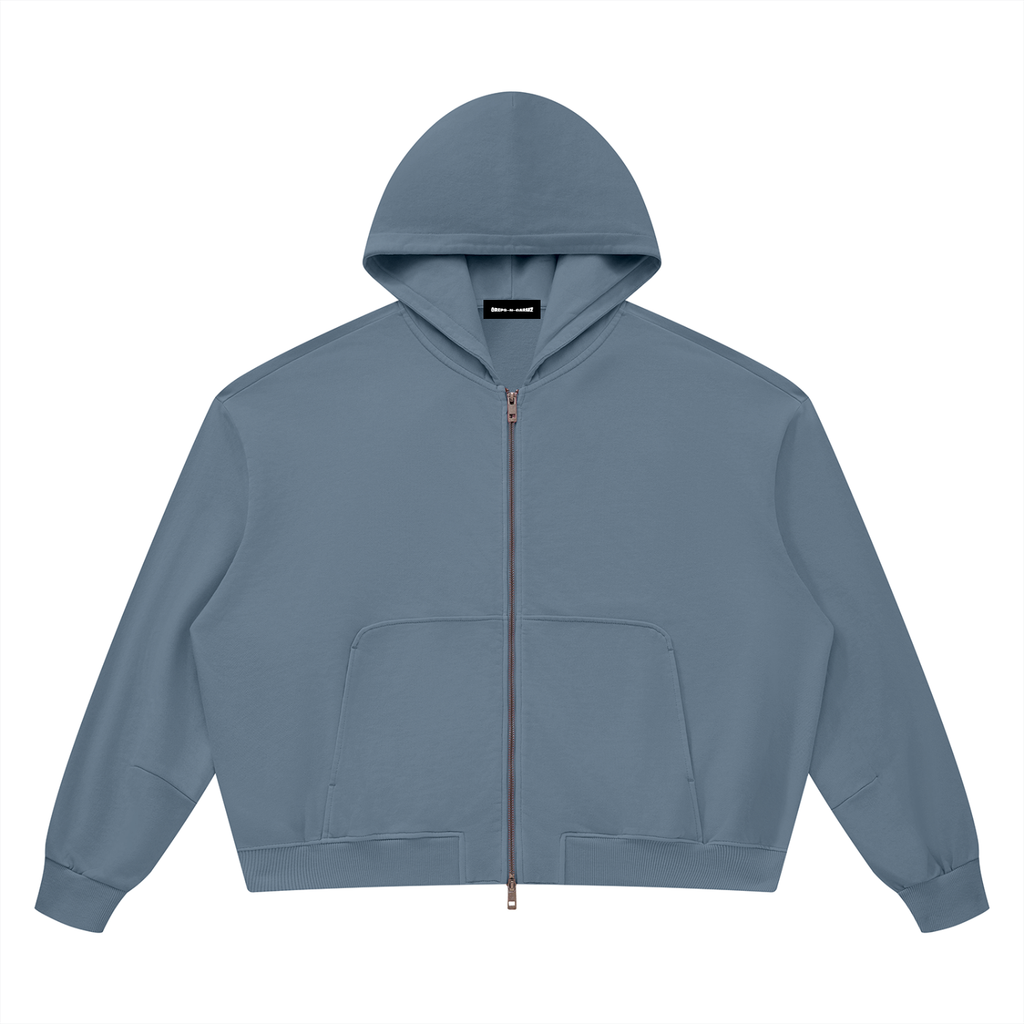 Vintage Wash Boxy Full-Zip Hoodie