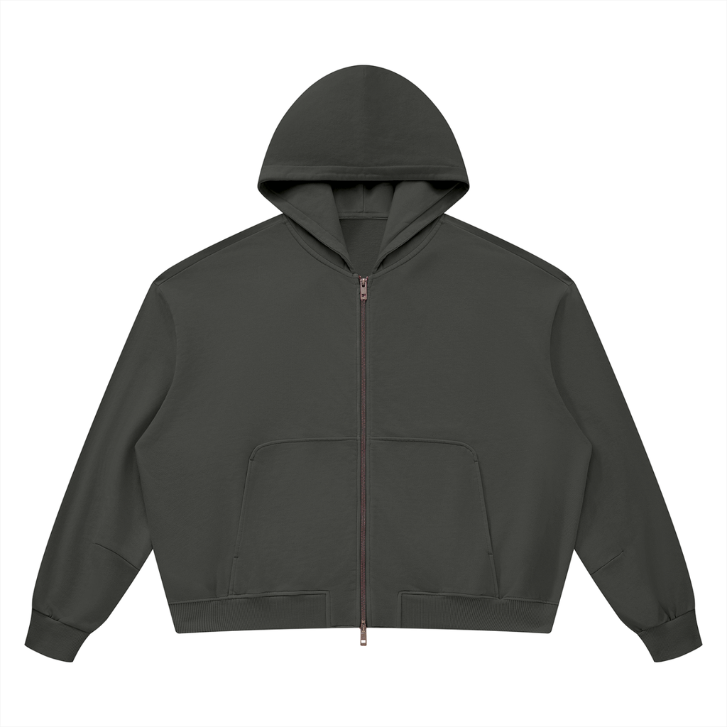 Vintage Wash Boxy Full-Zip Hoodie