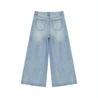 Women's Vintage Wash Distressed Wide-Leg Jeans