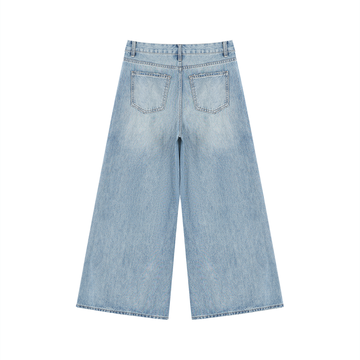Women's Vintage Wash Distressed Wide-Leg Jeans