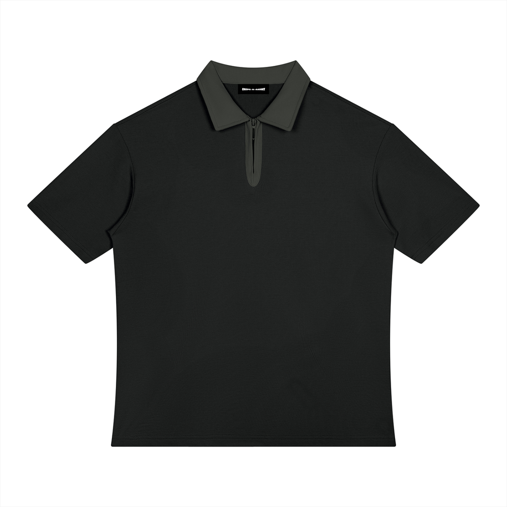 Color Block Quarter-Zip Polo Shirt