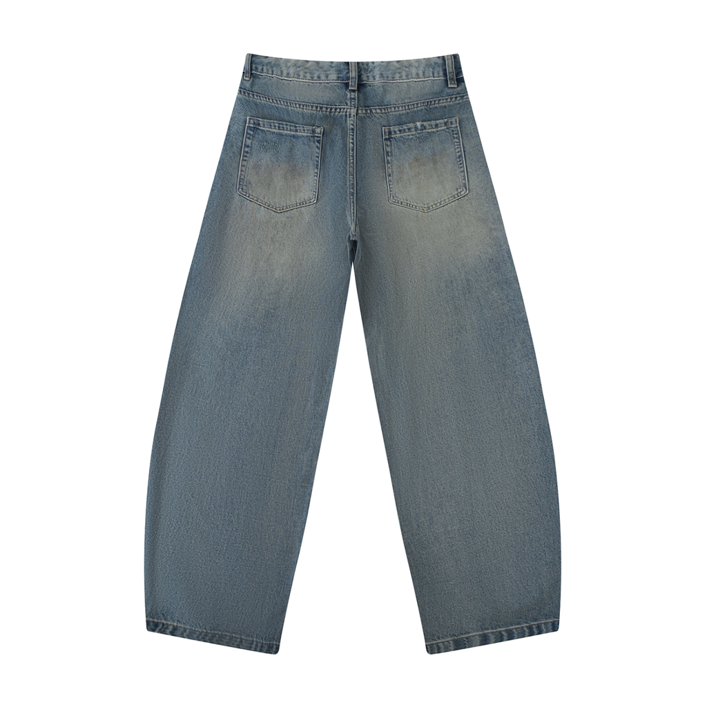 Men's Distressed Barrel-Leg Jeans