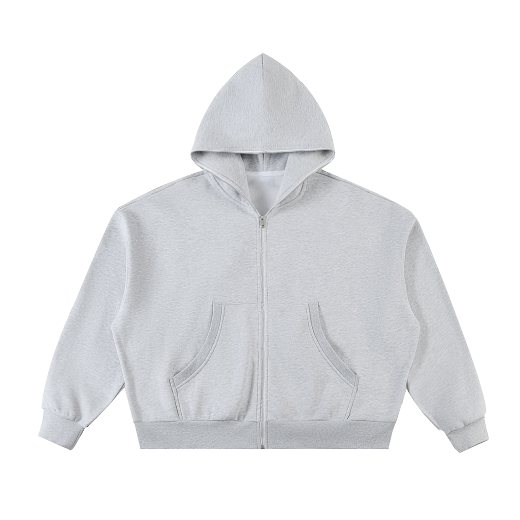 350 GSM Fleece Full-Zip Boxy Hoodie