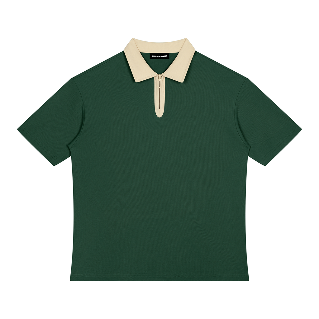 Color Block Quarter-Zip Polo Shirt