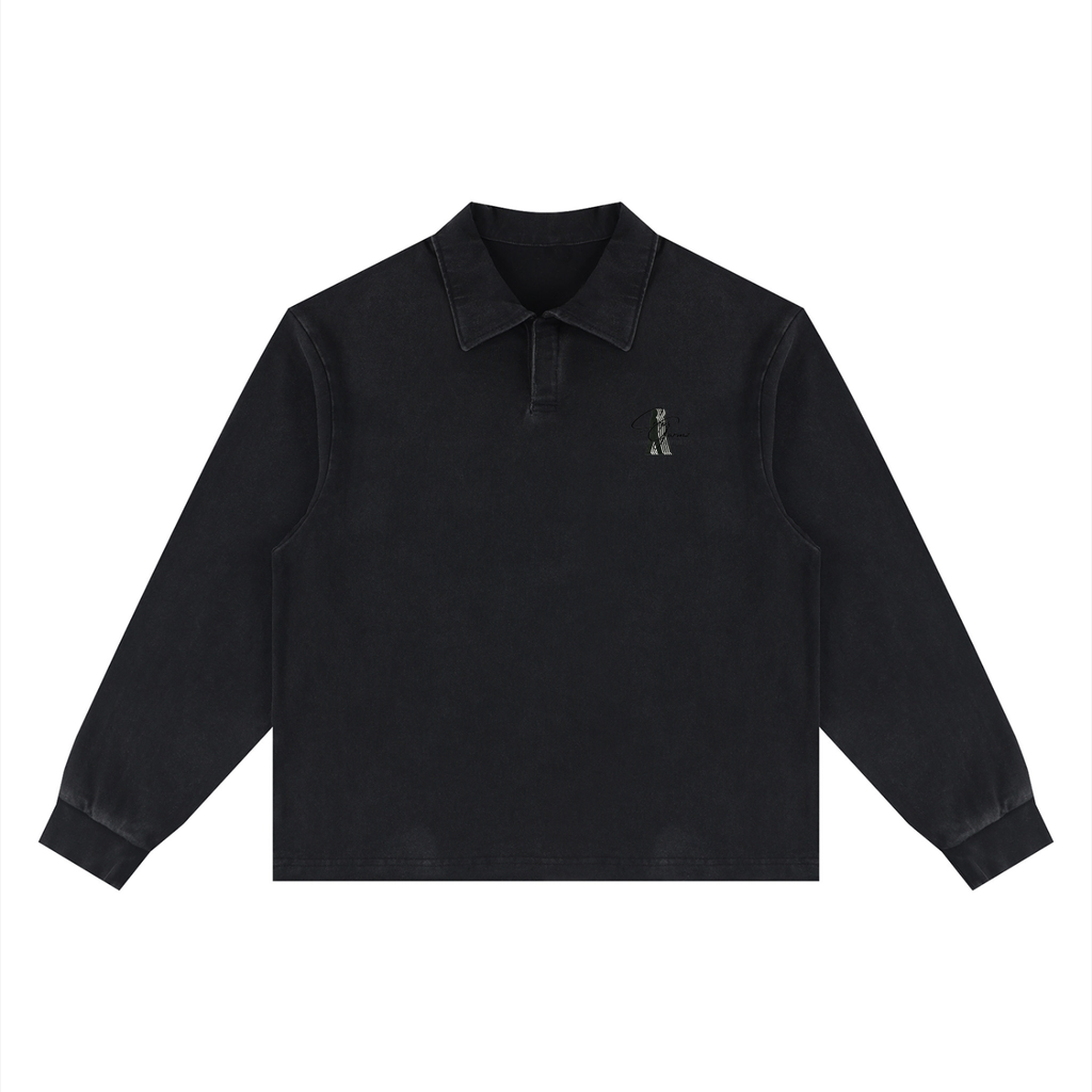Unisex Loose Long Sleeve Polo Shirt