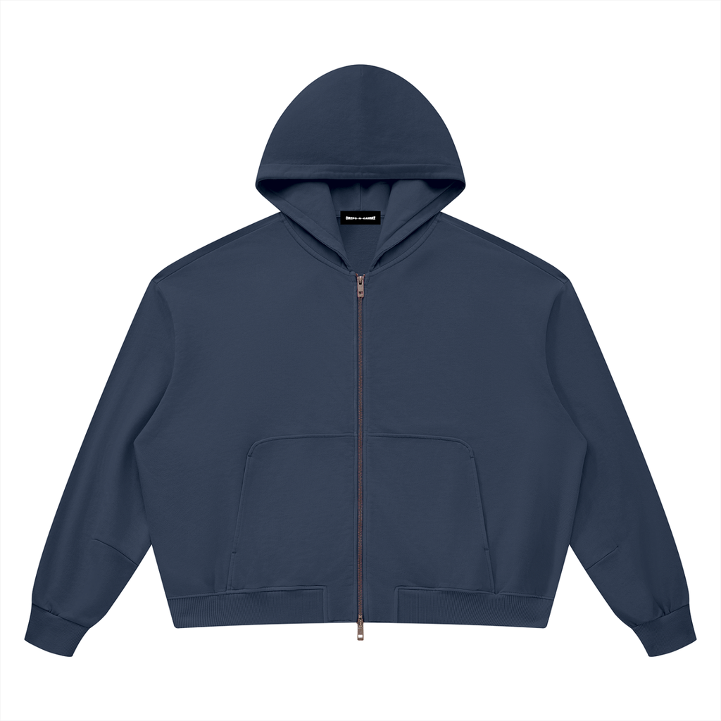 Vintage Wash Boxy Full-Zip Hoodie