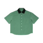 Striped Boxy Contrast Collar Shirt