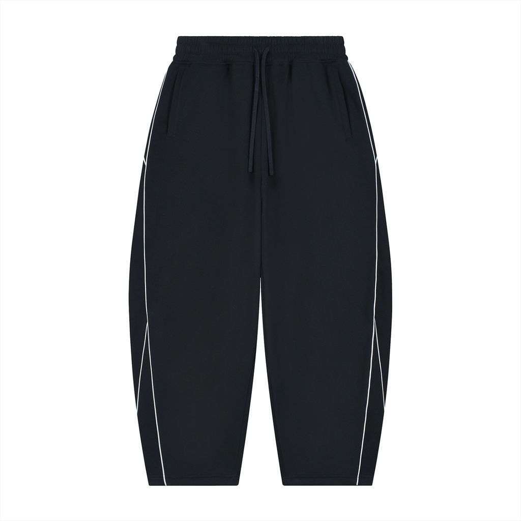 345 GSM Piping Fleece Barrel Leg Sweatpants(U)