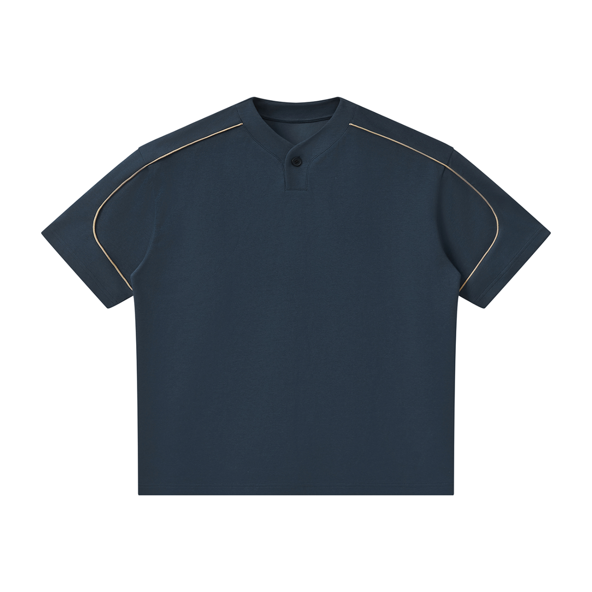 230 GSM Oversized Piping Henley T-Shirt (U)