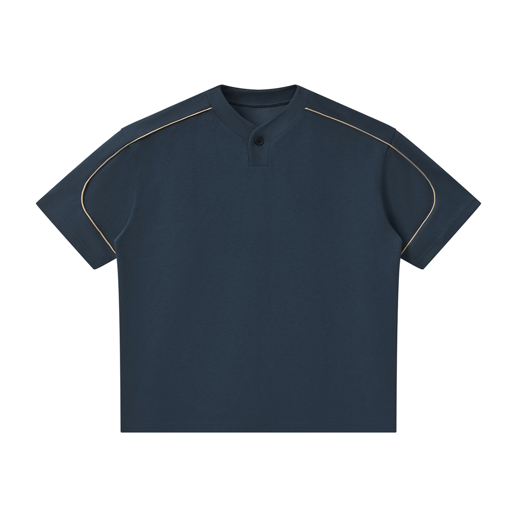 230 GSM Oversized Piping Henley T-Shirt (U)