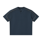 230 GSM Oversized Piping Henley T-Shirt (U)