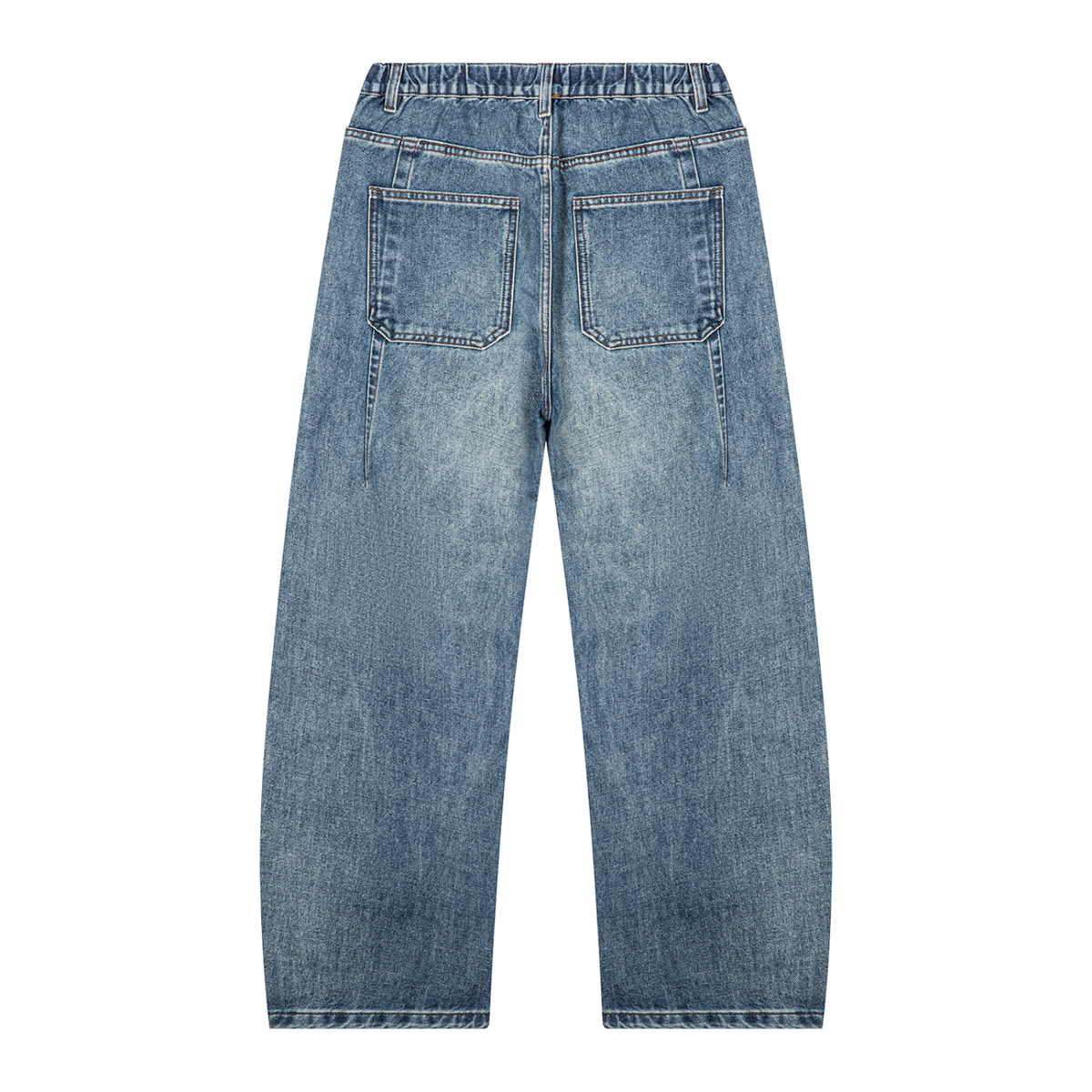 Vintage Wash Barrel-Leg Denim Jeans