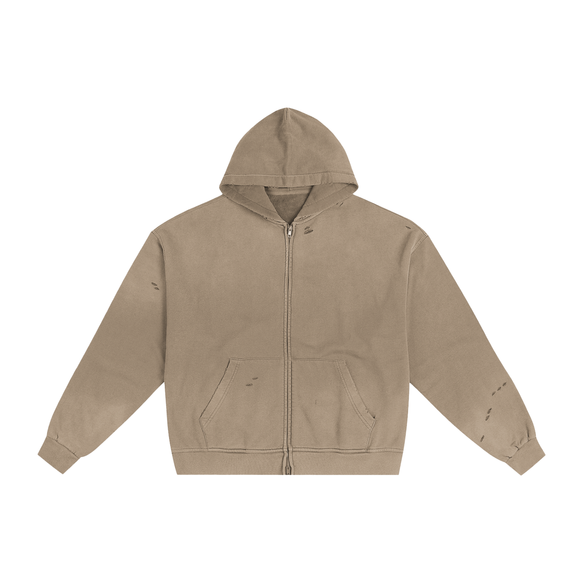 Hand-Frayed Sun Faded Zip Hoodie