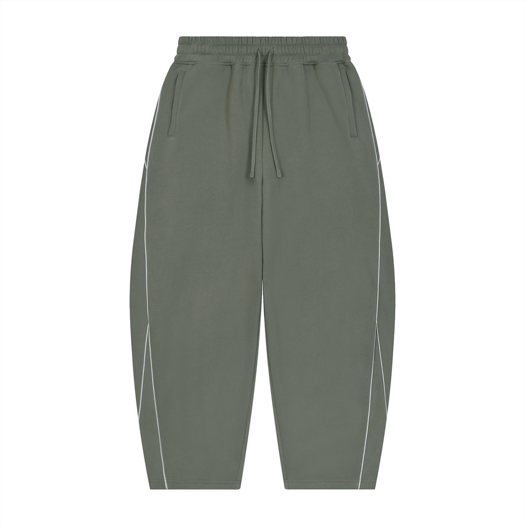 345 GSM Piping Fleece Barrel Leg Sweatpants(U)