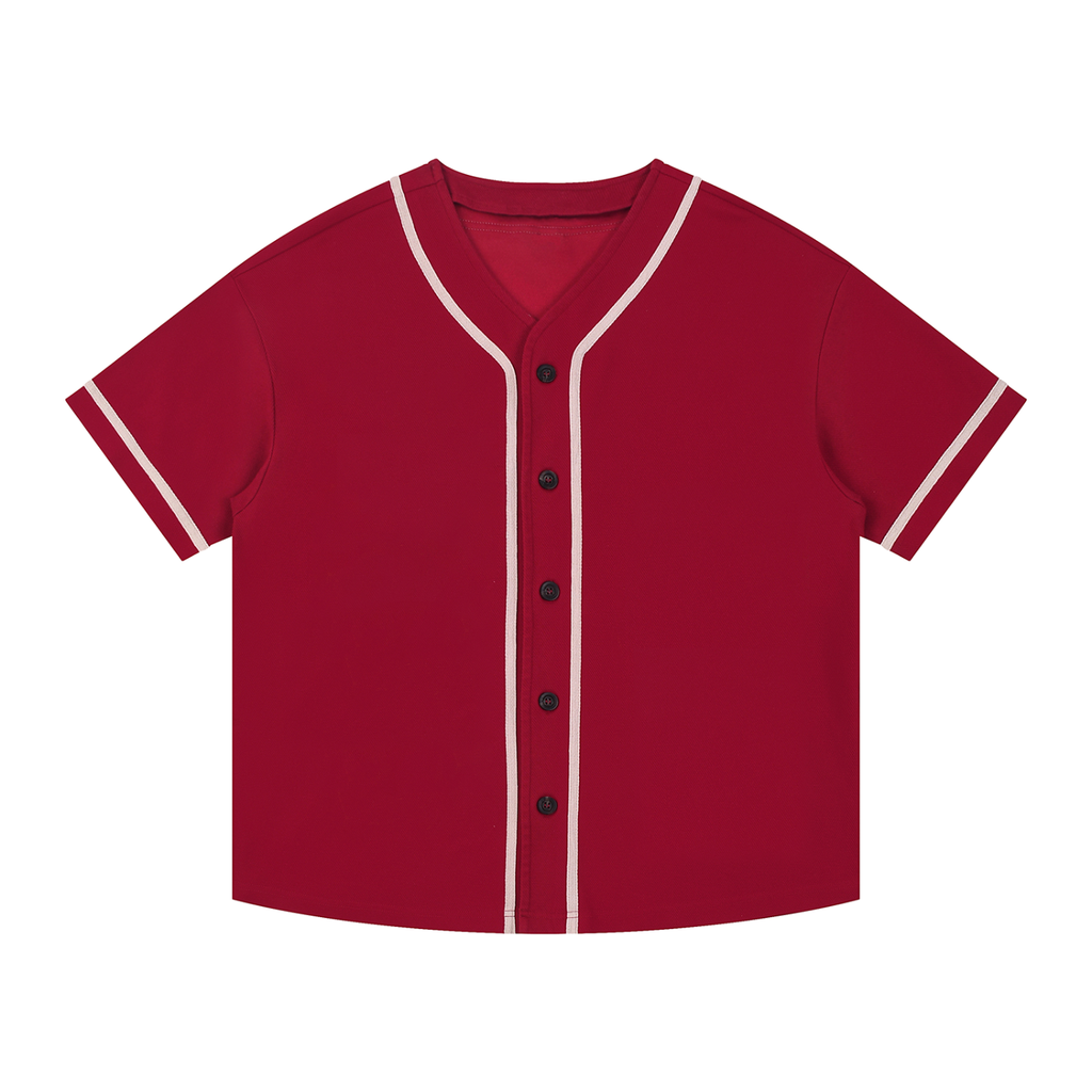Contrast Piped Button-Up Jersey