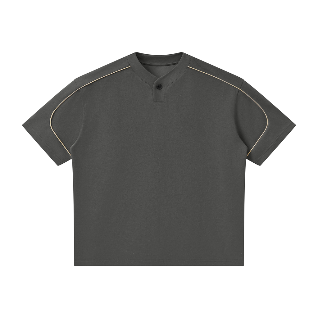 230 GSM Oversized Piping Henley T-Shirt (U)