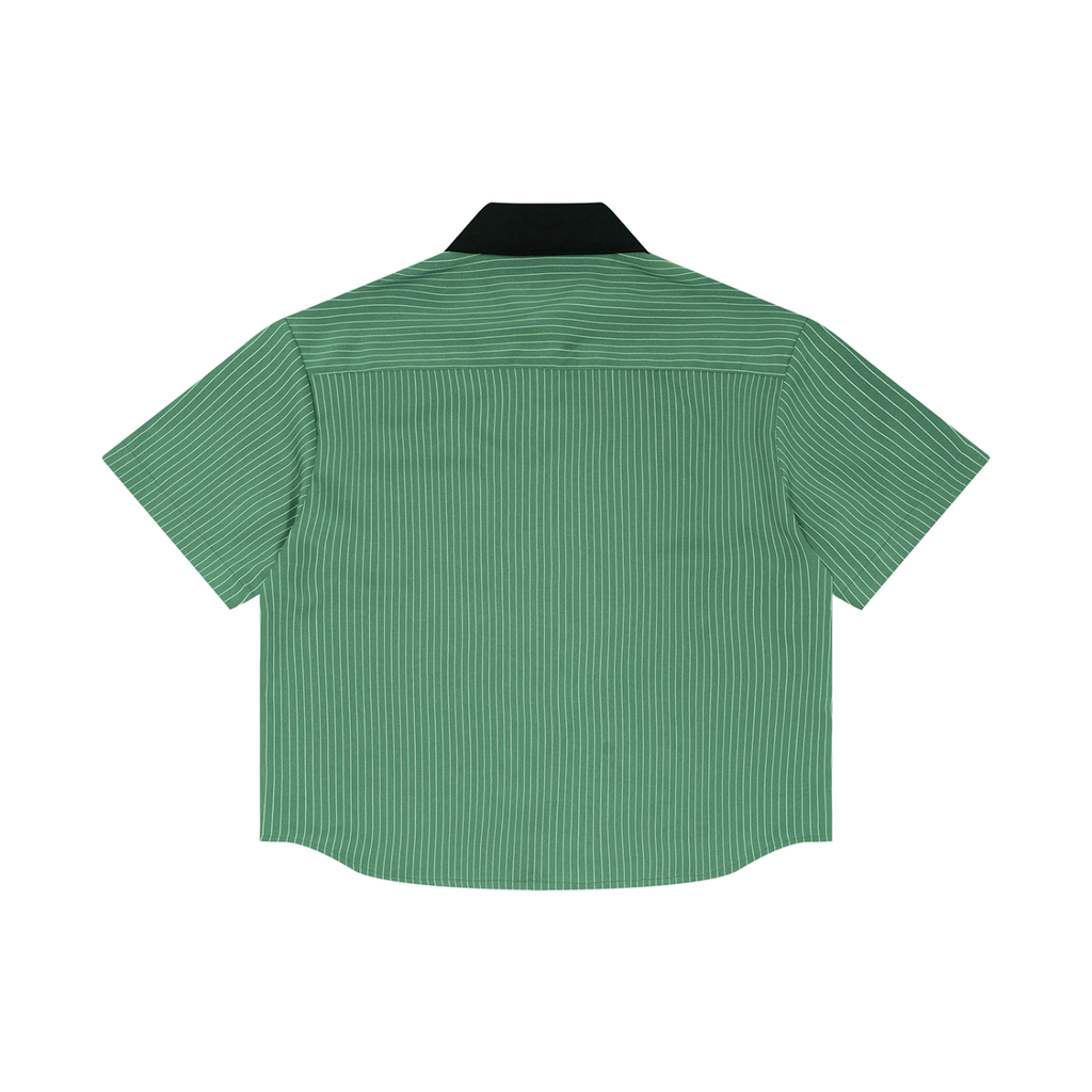 Striped Boxy Contrast Collar Shirt