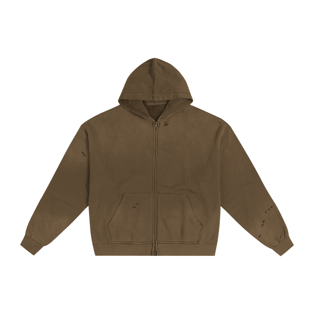 Hand-Frayed Sun Faded Zip Hoodie