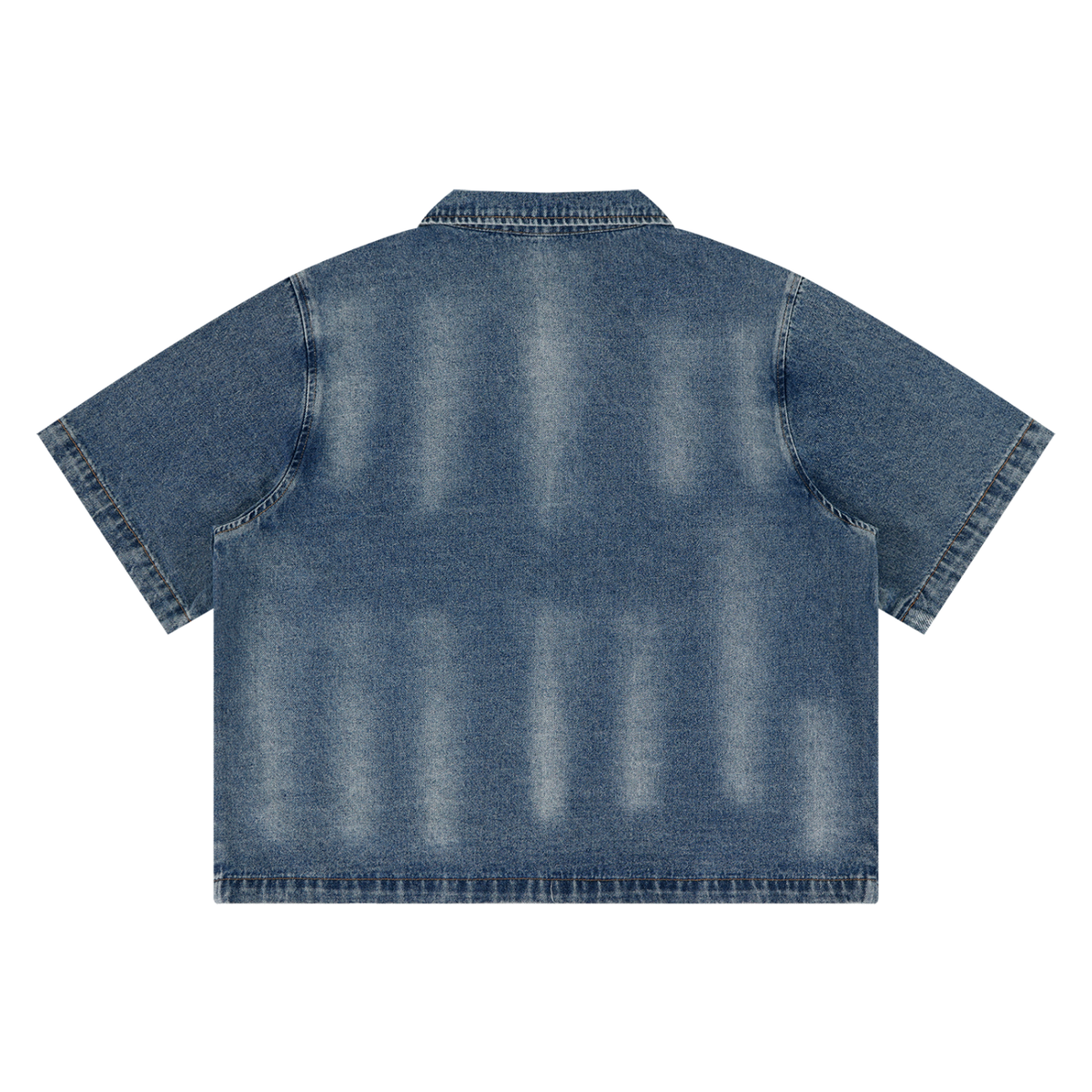 Vintage Wash Full-Zip Denim Shirt