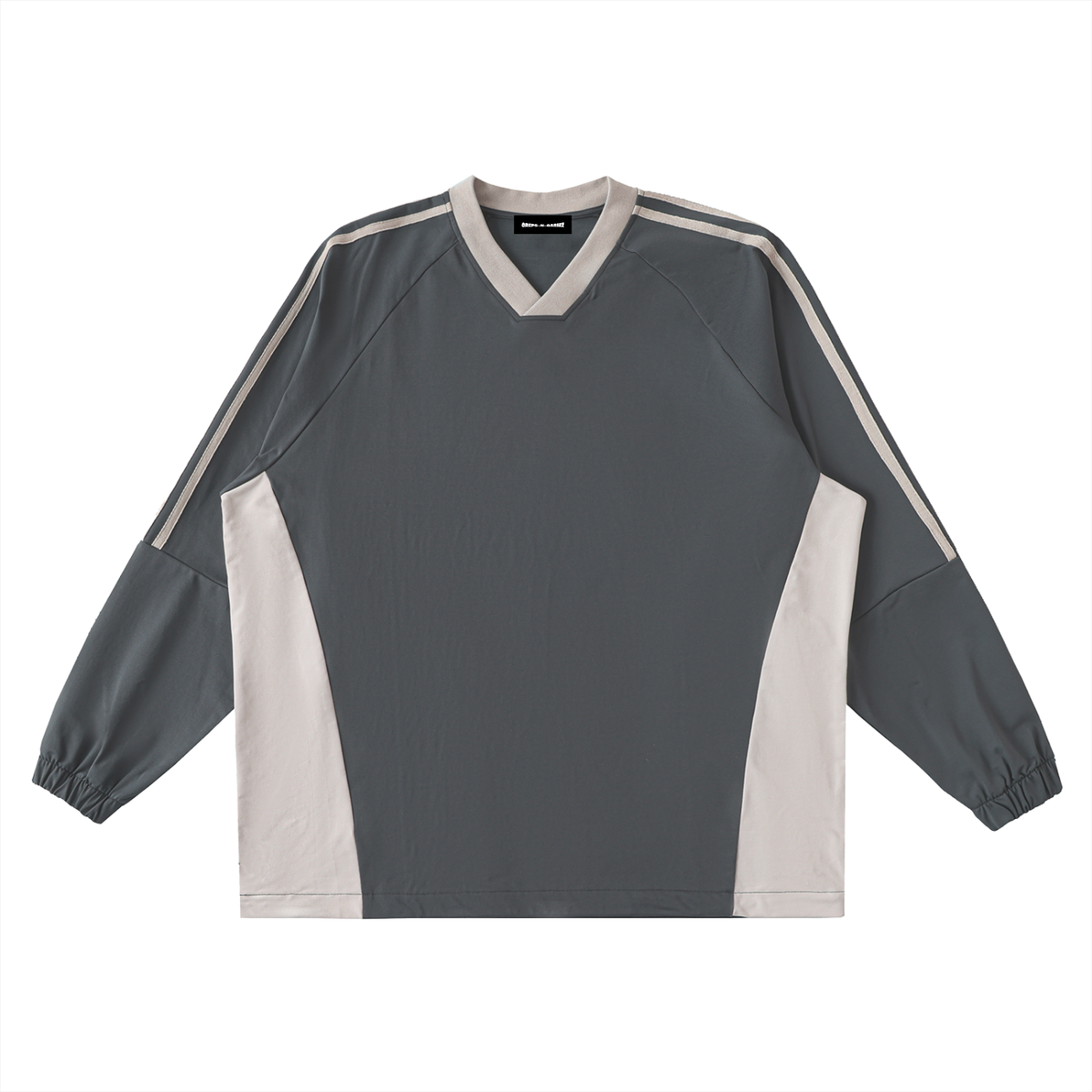 Color Block V-Neck Long Sleeve T-Shirt